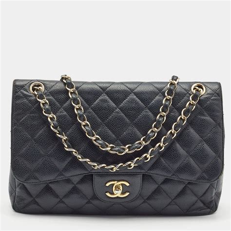 chanel classic caviar bag|CHANEL Caviar Quilted Jumbo Double Flap Black.